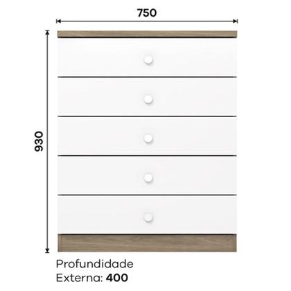 Imagem de Jogo de Quarto Infantil Guarda Roupa e Cômoda Bala de Menta Rústico/Branco - Henn