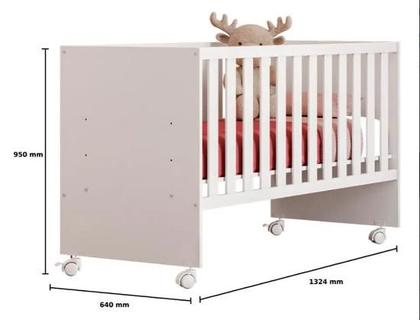 Imagem de Jogo de Quarto Infantil Guardo roupa Cômoda e Berço Doce Sonho Qmovi