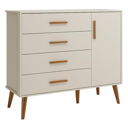 Imagem de Jogo de Quarto Infantil Isis Cômoda 1 Porta e Berço Areia - Reller Móveis