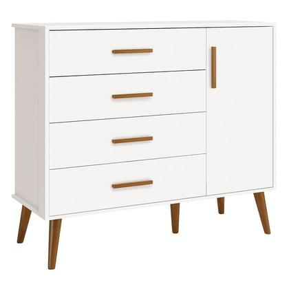 Imagem de Jogo de Quarto Infantil Isis Cômoda 1 Porta e Berço Branco - Reller Móveis