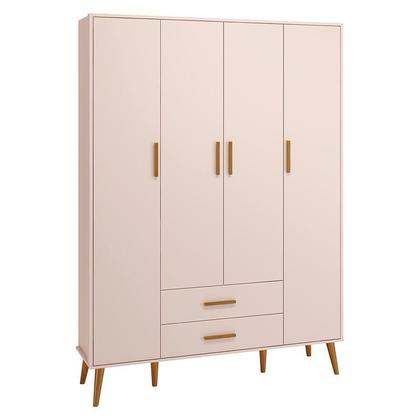 Imagem de Jogo de Quarto Infantil Isis Guarda Roupa 4 Portas e Cômoda 1 Porta Rosa - Reller Móveis