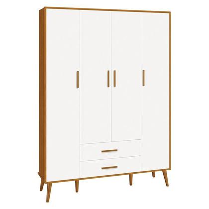 Imagem de Jogo de Quarto Infantil Isis Guarda Roupa 4 Portas e Cômoda 4 Gavetas Branco/Savana - Reller Móveis
