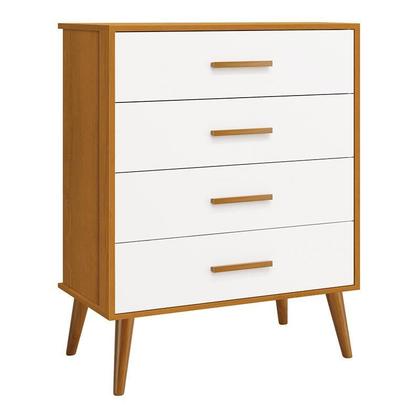 Imagem de Jogo de Quarto Infantil Isis Guarda Roupa 4 Portas e Cômoda 4 Gavetas Branco/Savana - Reller Móveis