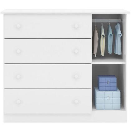 Imagem de Jogo de Quarto Infantil MDF Old Clean Berço Mini Cama Doce Sonho c/ Colchão + Roupeiro e Cômoda - Bela Móveis