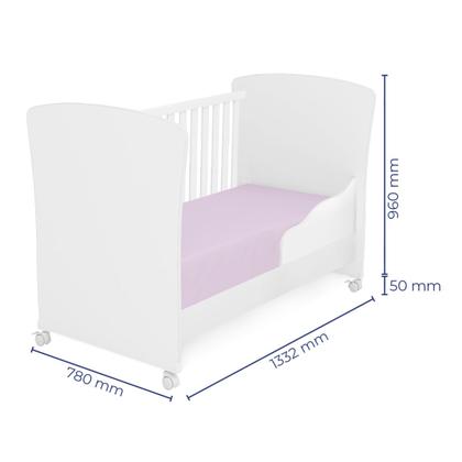 Imagem de Jogo de Quarto Infantil MDP Maria Berço Mini Cama c/ Perfil Doce Sonho c/ Colchão + Roupeiro e Cômoda - Bela Móveis