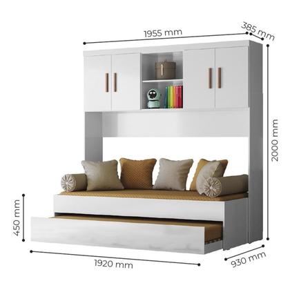 Imagem de Jogo de Quarto Infantil Ônix Aéreo 4 Portas e Bicama Flex - Peternella