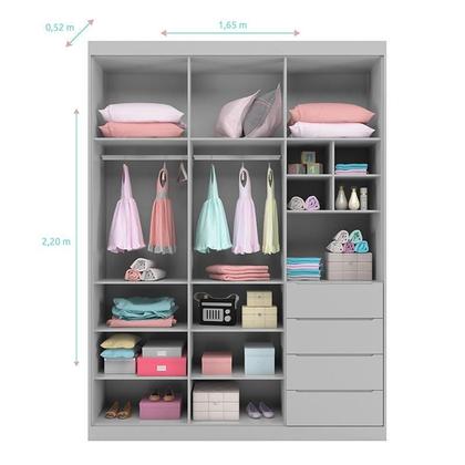 Imagem de Jogo de Quarto Infantil Pietra com Guarda Roupa e Cômoda Cinza - PR Baby