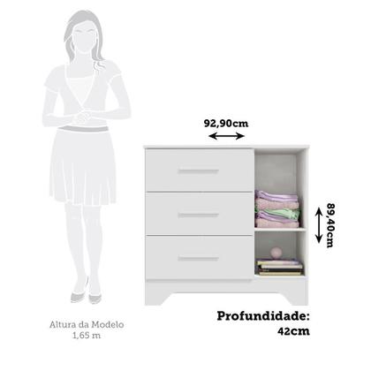 Imagem de Jogo de Quarto Infantil Popy Retrô Plus com Janelas Guarda Roupa e Cômoda - Móveis Peroba