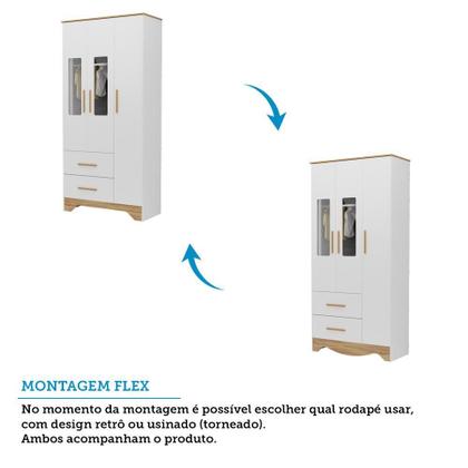 Imagem de Jogo de Quarto Infantil Popy Retrô Plus com Janelas Guarda Roupa e Cômoda - Móveis Peroba