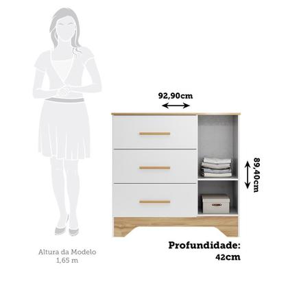 Imagem de Jogo de Quarto Infantil Popy Retrô Plus com Janelas Guarda Roupa e Cômoda - Móveis Peroba