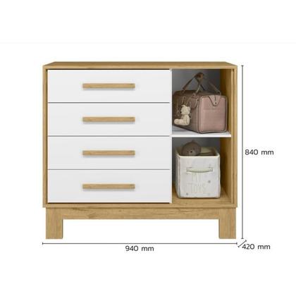 Imagem de Jogo de Quarto Infantil Q Encanto Cômoda Com Berço Mini Cama Com Colchão Freijó/Branco Acetinado - Qmovi