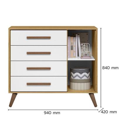 Imagem de Jogo de Quarto Infantil Q Encanto Retrô com Cômoda e Berço - Qmovi