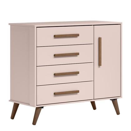 Imagem de Jogo de Quarto Infantil Q Encanto Retrô com Cômoda e Berço Rosa - Qmovi