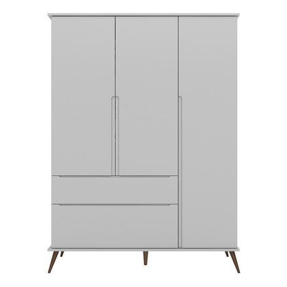 Imagem de Jogo de Quarto Infantil Retrô Alice Guarda Roupa, Cômoda com Porta e Mesinha Cinza - PR Baby