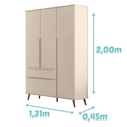 Imagem de Jogo de Quarto Infantil Retrô Melinda Guarda Roupa e Cômoda com Porta - Phoenix Baby