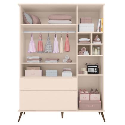 Imagem de Jogo de Quarto Infantil Retrô Melinda Guarda Roupa e Cômoda com Porta - Phoenix Baby