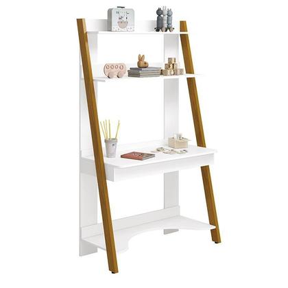 Imagem de Jogo de Quarto Infantil Simba Estante Escrivaninha, Cama e Mesa de Canto Theo Branco Fosco com Pés A