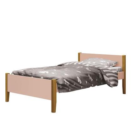 Imagem de Jogo de Quarto Infantil Simba Estante Escrivaninha, Cama e Mesa de Canto Theo Rosa Fosco com Pés Ama