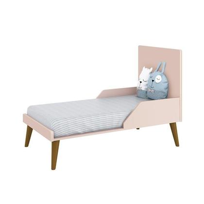 Imagem de Jogo de Quarto Infantil Theo Cômoda 6 Gavetas e Berço Rosa Fosco com Pés Amadeirado - Reller Móveis