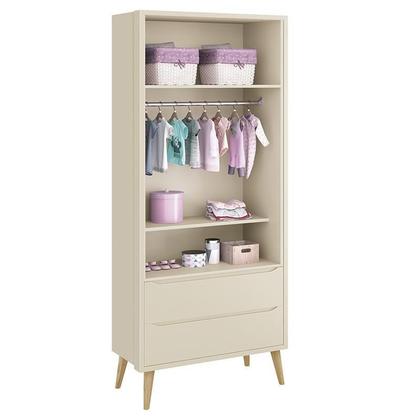 Imagem de Jogo de Quarto Infantil Theo Guarda Roupa 2 Portas e Cômoda com Pés Madeira Natural - Reller Móveis