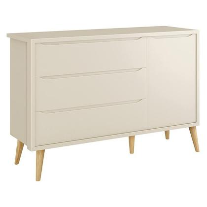 Imagem de Jogo de Quarto Infantil Theo Guarda Roupa 2 Portas e Cômoda com Pés Madeira Natural - Reller Móveis