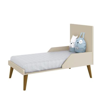 Imagem de Jogo de Quarto Infantil Theo Retrô Cômoda 3 Gavetas e Berço com Pés Amadeirado - Reller Móveis