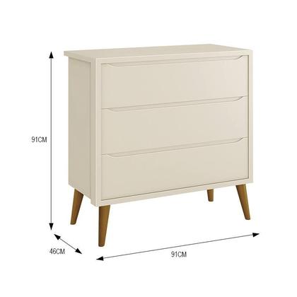 Imagem de Jogo de Quarto Infantil Theo Retrô Cômoda 3 Gavetas e Berço com Pés Amadeirado - Reller Móveis