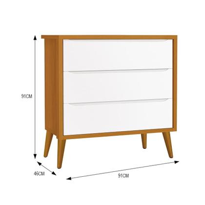 Imagem de Jogo de Quarto Infantil Theo Retrô Cômoda 3 Gavetas e Berço com Pés Amadeirado - Reller Móveis