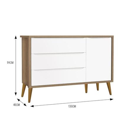 Imagem de Jogo de Quarto Infantil Theo Retrô Guarda Roupa 2 Portas e Cômoda 1 Porta com Pés Amadeirado - Reller Móveis