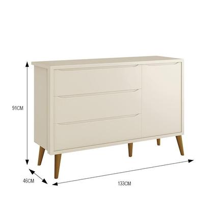 Imagem de Jogo de Quarto Infantil Theo Retrô Guarda Roupa 2 Portas e Cômoda 1 Porta com Pés Amadeirado - Reller Móveis