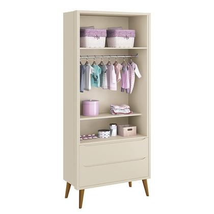 Imagem de Jogo de Quarto Infantil Theo Retrô Guarda Roupa 2 Portas e Cômoda 1 Porta com Pés Amadeirado - Reller Móveis