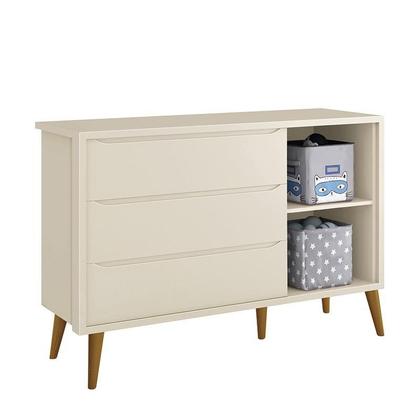 Imagem de Jogo de Quarto Infantil Theo Retrô Guarda Roupa 2 Portas e Cômoda 1 Porta com Pés Amadeirado - Reller Móveis