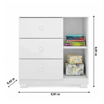 Imagem de Jogo de Quarto para Bebe Com Guarda Roupa 4 Portas, Cômoda Ane + Berço Branco