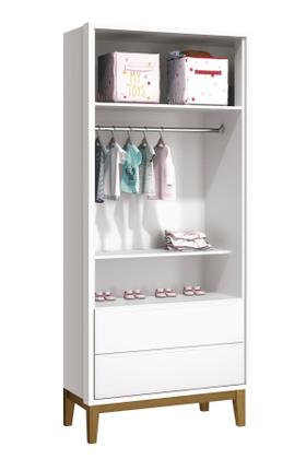 Imagem de Jogo de Quarto para Bebê Completo 2 Portas Classic New Branco Fosco com Madeira - MoveisAqui