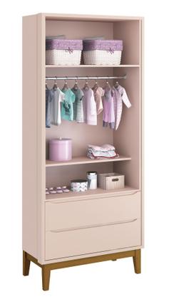 Imagem de Jogo de Quarto para Bebê Completo 2 Portas Classic New Rosa Fosco com Madeira - MoveisAqui