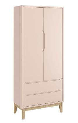 Imagem de Jogo de Quarto para Bebê Completo 2 Portas Classic New Rosa Fosco com Natural - Reller