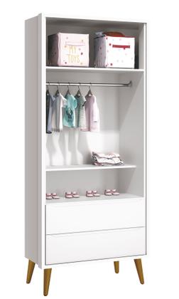 Imagem de Jogo de Quarto para Bebê Completo 2 Portas Théo New Branco Fosco com Madeira - MoveisAqui
