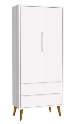 Imagem de Jogo de Quarto para Bebê Completo 2 Portas Théo New Branco Fosco com Madeira - MoveisAqui