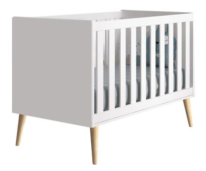 Imagem de Jogo de Quarto para Bebê Completo 2 Portas Théo New Branco Fosco com Natural - MoveisAqui