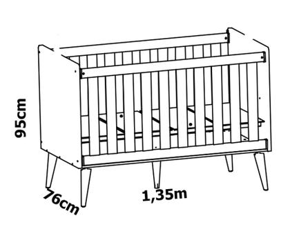 Imagem de Jogo de Quarto para Bebê Completo 2 Portas Théo New Branco Fosco com Natural - Reller