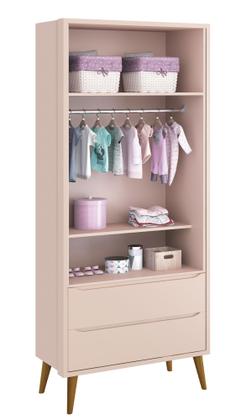 Imagem de Jogo de Quarto para Bebê Completo 2 Portas Théo New Rosa Fosco com Madeira - MoveisAqui