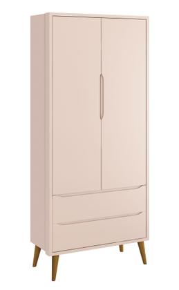 Imagem de Jogo de Quarto para Bebê Completo 2 Portas Théo New Rosa Fosco com Madeira - MoveisAqui