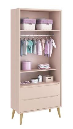 Imagem de Jogo de Quarto para Bebê Completo 2 Portas Théo New Rosa Fosco com Natural - MoveisAqui