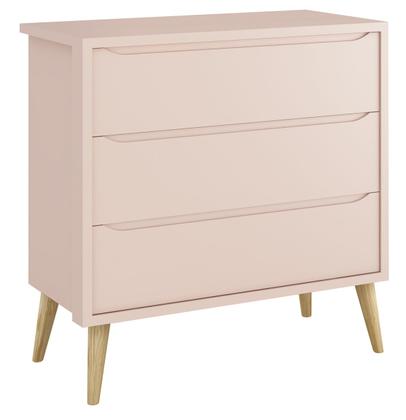 Imagem de Jogo de Quarto para Bebê Completo 2 Portas Théo New Rosa Fosco com Natural - MoveisAqui