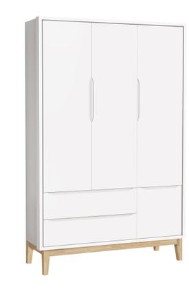 Imagem de Jogo de Quarto para Bebê Completo 3 Portas Classic New Branco Fosco com Natural - Reller