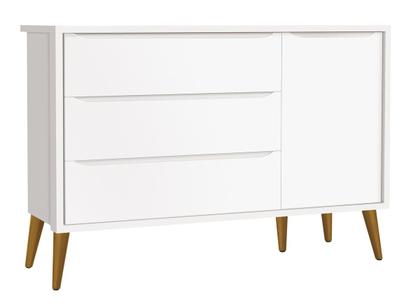 Imagem de Jogo de Quarto para Bebê Completo 3 Portas Théo New Branco Fosco com Madeira - MoveisAqui