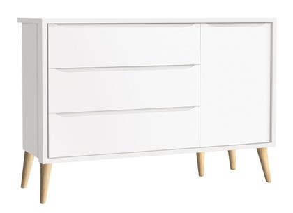 Imagem de Jogo de Quarto para Bebê Completo 3 Portas Théo New Branco Fosco com Natural - MoveisAqui