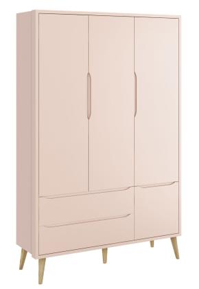 Imagem de Jogo de Quarto para Bebê Completo 3 Portas Théo New Rosa Fosco com Natural - Reller