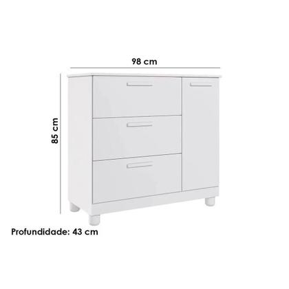 Imagem de Jogo De Quarto Para Bebê Helena Com Guarda Roupa 4 Portas + Cômoda + Berço Mini Cama - Permobili