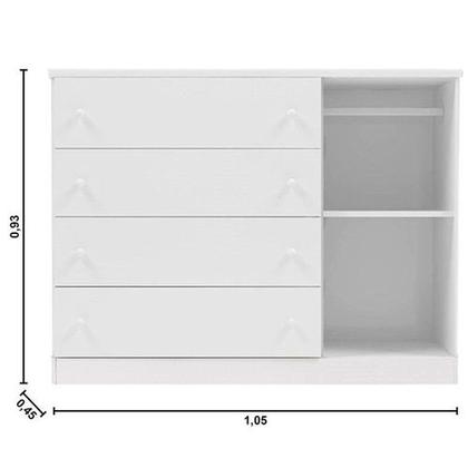 Imagem de Jogo de Quarto para Bebê Helena com Guarda-Roupa 4 Portas + Cômoda + Berço Multifunção e Colchão D18 - Angels Home